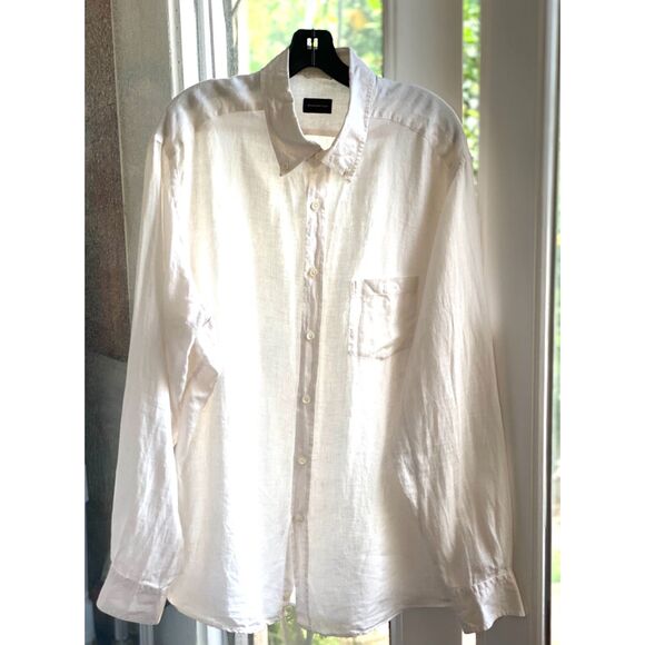 Ermenegildo Zegna Vanilla Cream 100% Linen Button Down Shirt Size XXL - Picture 1 of 6